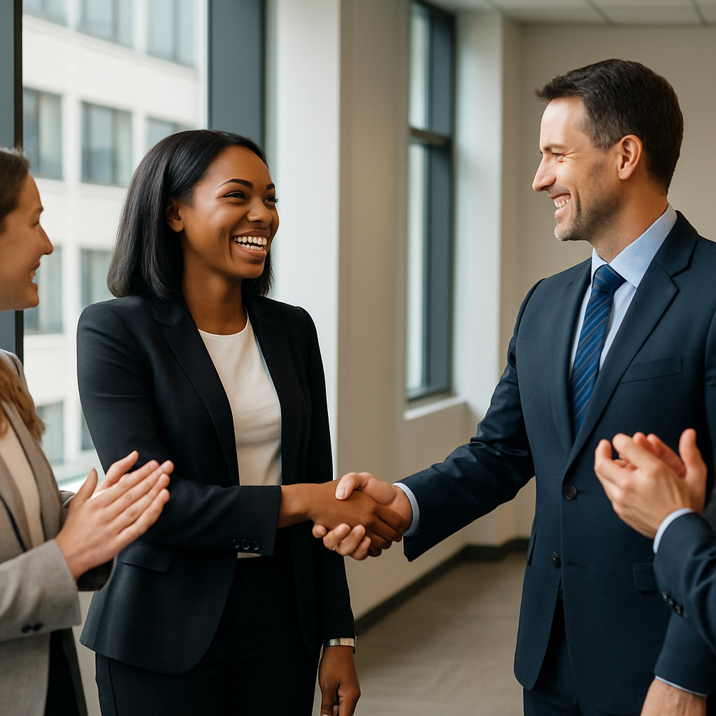 Corporate setting Someone getting a promotion-1